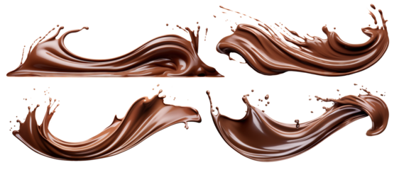 Set of chocolate splashes, cut out