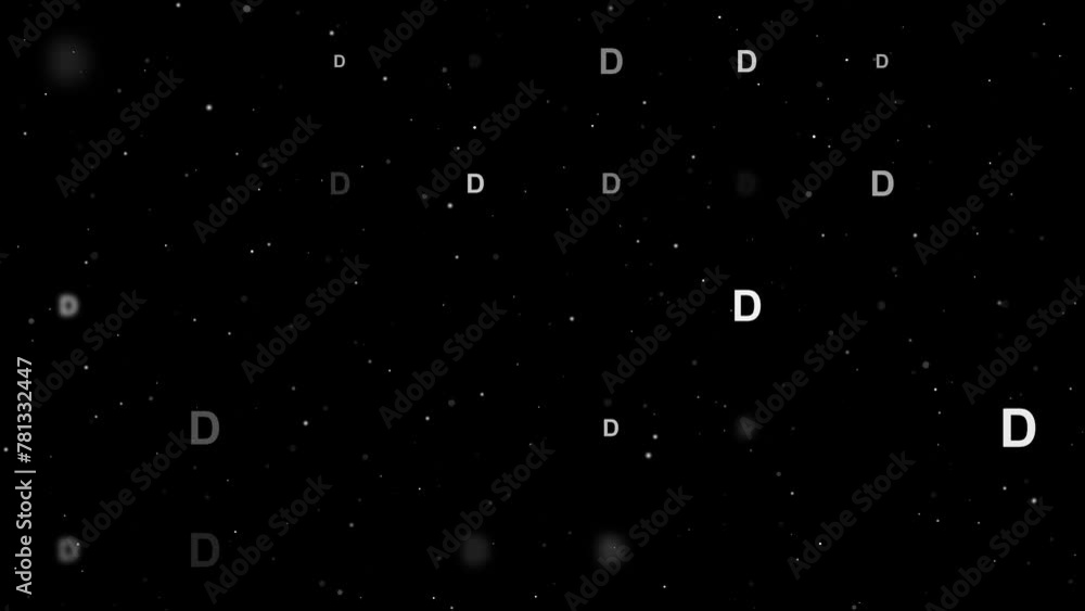 Poster template animation of evenly spaced capital letter d symbols of different sizes and opacity. animati