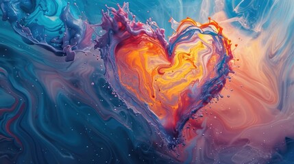 Pastel Heart Shaped Paint Burst of Creative Expression and Emotional Introspection - obrazy, fototapety, plakaty