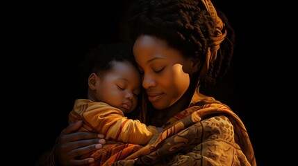 An adorable baby cradled in the loving arms of an African girl, their bond radiating warmth and tenderness.