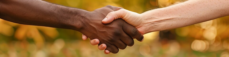 handshake between different races showing commitment to trust and support
