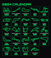 Race tracks, circuit for motorsport and auto sport. Calendar season 2024.