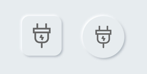 Fototapeta premium Socket line icon in neomorphic design style. Power plug signs vector illustration.