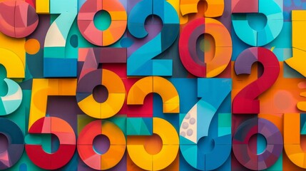 Colorful Abstract Numerology Wall Art