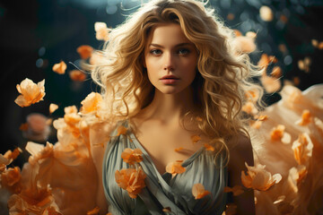 A dreamy and blurred background showcasing the close-up beauty of the most stunning women, each...