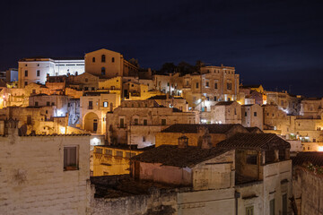 Matera Sassi cityscape by night, Basilicata, Italy - 781337266