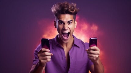 handsome man exited surprise face expression . Male feels shocked. exciting smile and happy adorable rejoices. Very enjoy and fun relax time. wow,