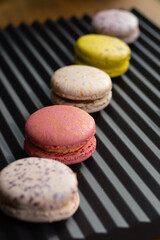 macaroons on wooden background