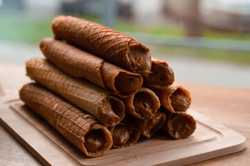 wafer rolls with condensed milk