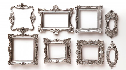 silver metal frames isolated on white background 