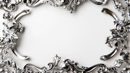silver metal frame isolated on white background 
