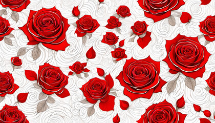 rote rosales blühende Blumen Blüten Rosen Muster als Hintergrund Vorlage Tapete für edle florale Karten Einladungen Hochzeit Valentinstag Liebe Feier Schönheit natürlich Geschenk romantische Deko