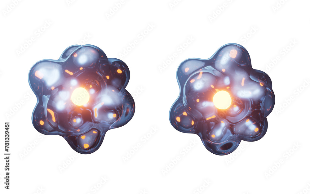 Sticker Isolated transparent physics atom, 3d rendering.