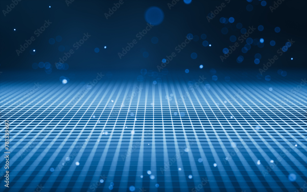 Poster digital space with glowing lines, 3d rendering.