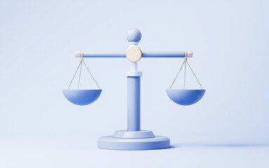 Judgment balance scale with equity concept, 3d rendering.
