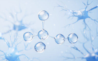 Molecule and biology nerve cell background, 3d rendering.