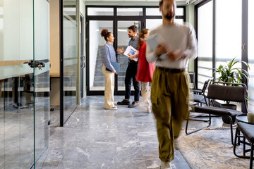 Business people working together on project stock