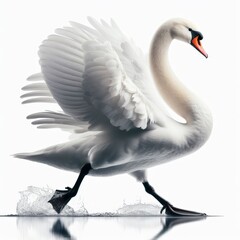 Image of isolated swan against pure white background, ideal for presentations
