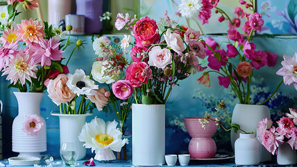 Flowers in vases - obrazy, fototapety, plakaty