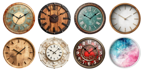 Set of wall clocks cut out