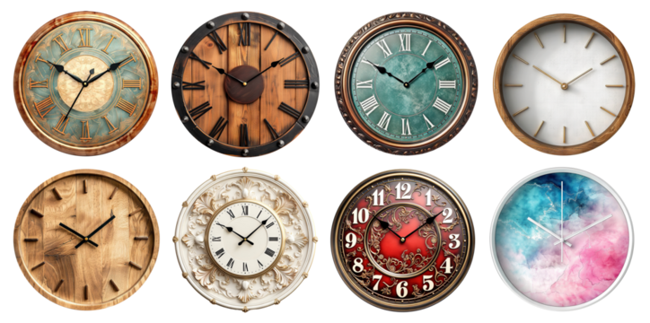 Set of wall clocks cut out