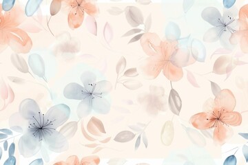 Watercolor Floral Pattern with Flowers and Leaves on Beige Background for Seamless Design or Fabric Printing