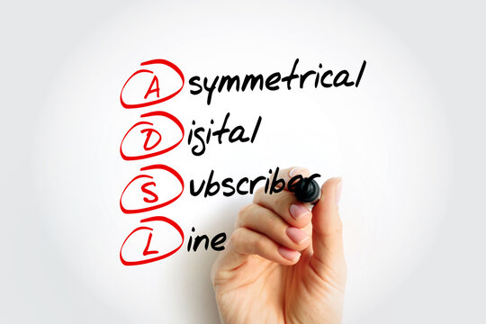 ADSL - Asymmetrical Digital Subscriber Line acronym with marker, technology concept background