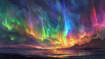 Vibrant Aurora Borealis Illuminating the Celestial Landscape with Mesmerizing Radiance