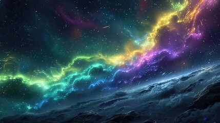 Breathtaking Aurora Bloom Illuminating the Celestial Night Sky with Vibrant Cosmic Colors