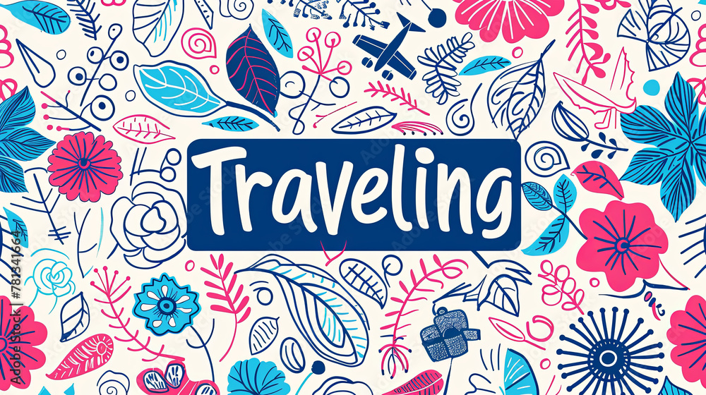 Poster the image referenced in this phrase shows a person traveling with a list, displayed in vibrant color