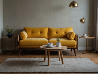 Contemporary Comfort, The Stylish Yellow Sofa with Wooden Frame