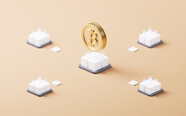Bitcoin gold coin with cryptocurrency concept, 3d rendering.