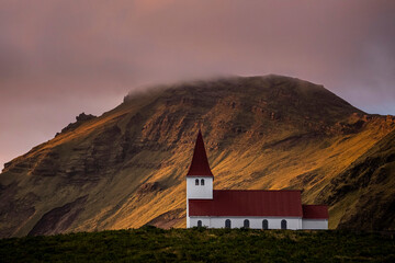 Reyniskirkja Church, Vik Iceland sunset