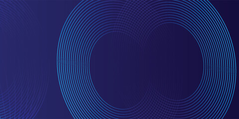 Abstract blue glowing geometric lines on dark blue background. Modern shiny blue circle lines pattern. Futuristic technology concept.