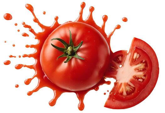 Tomato Ketchup Splash, Cut Out and Isolated on a Transparent Background PNG