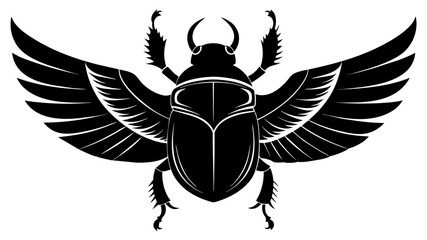 scarab silhouette vector illustration - obrazy, fototapety, plakaty