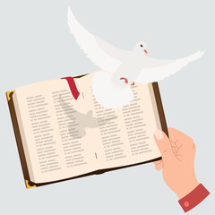 This image captures the essence of spirituality and tranquility, featuring the Sacred Bible alongside a symbol of peace, the dove. It represents hope, faith, and the divine message of love and harmony
