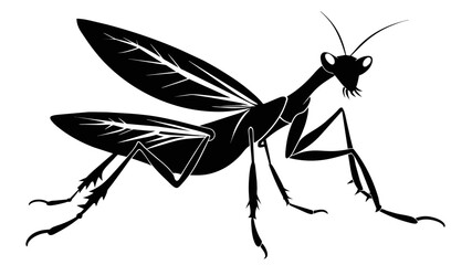  praying mantis silhouette vector illustration - obrazy, fototapety, plakaty