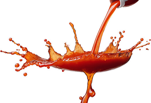 High-Quality PNG Image of a Tomato Ketchup Splash, Isolated and Cut Out