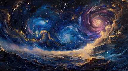 Mesmerizing Cosmic Symphony of Swirling Stardust and Twinkling Stars in a Breathtaking Celestial Landscape