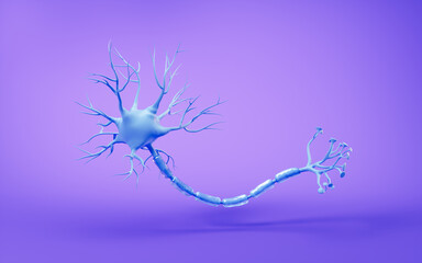 Biology nerve cell with biomedicine concept, 3d rendering.