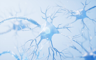 Biology nerve cell with biomedicine concept, 3d rendering.
