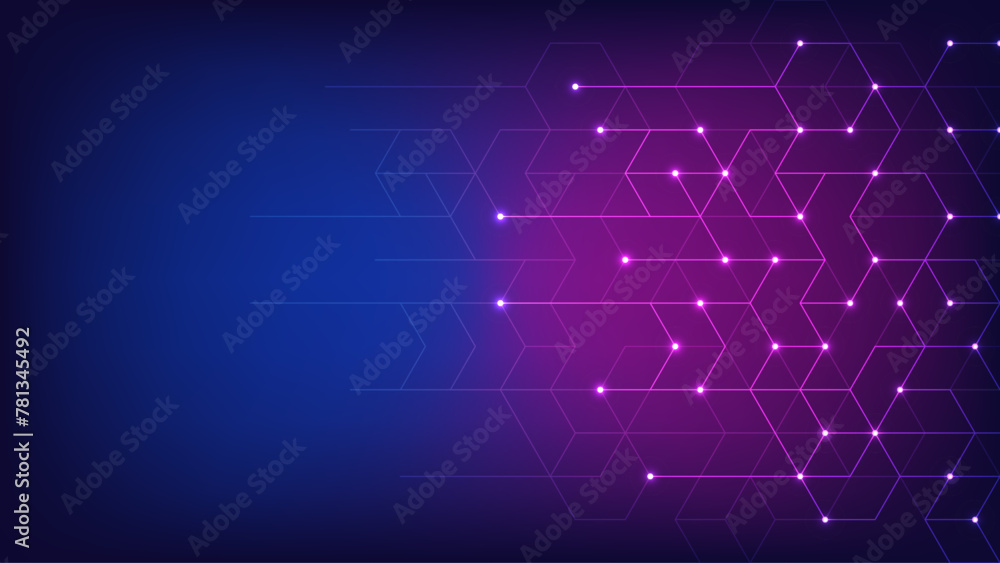 Poster Vector illustration of hexagons pattern. Geometric abstract background with simple hexagonal elements. Creative idea for medical, technology or science design