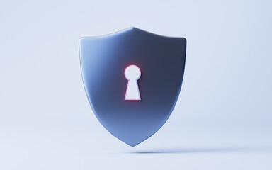 Safety shield with security lock, 3d rendering.