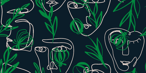 Abstract creative seamless pattern with floral plants and artistic background. Modern design for paper, cover, fabric, interior decor and other users.
- 781346037