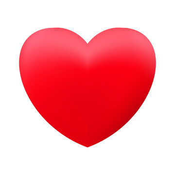 Red realistic heart icon on white background. 3d vector illustration.