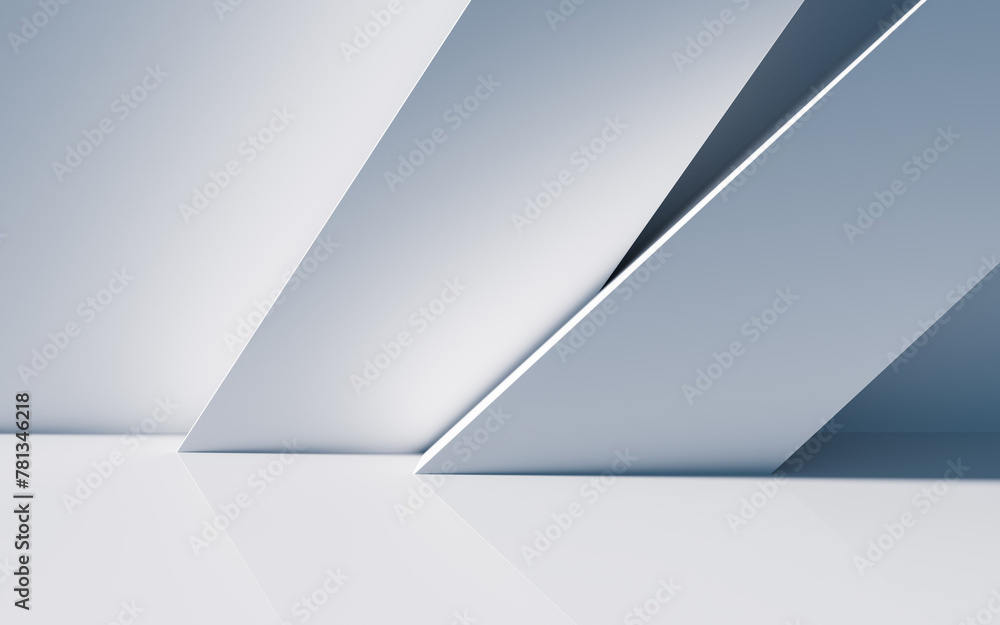 Poster empty building structure with geometric structure, 3d rendering.