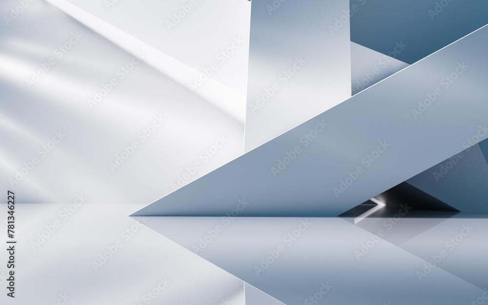 Poster empty building structure with geometric structure, 3d rendering.