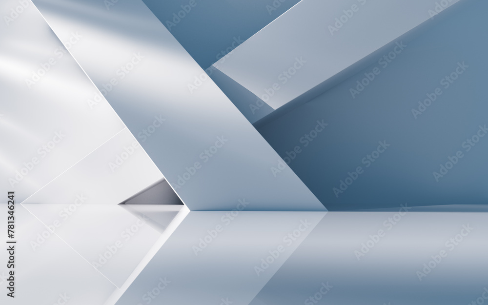 Poster empty building structure with geometric structure, 3d rendering.
