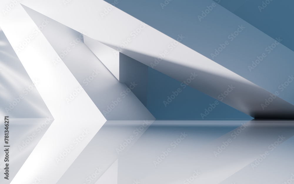 Poster empty building structure with geometric structure, 3d rendering.